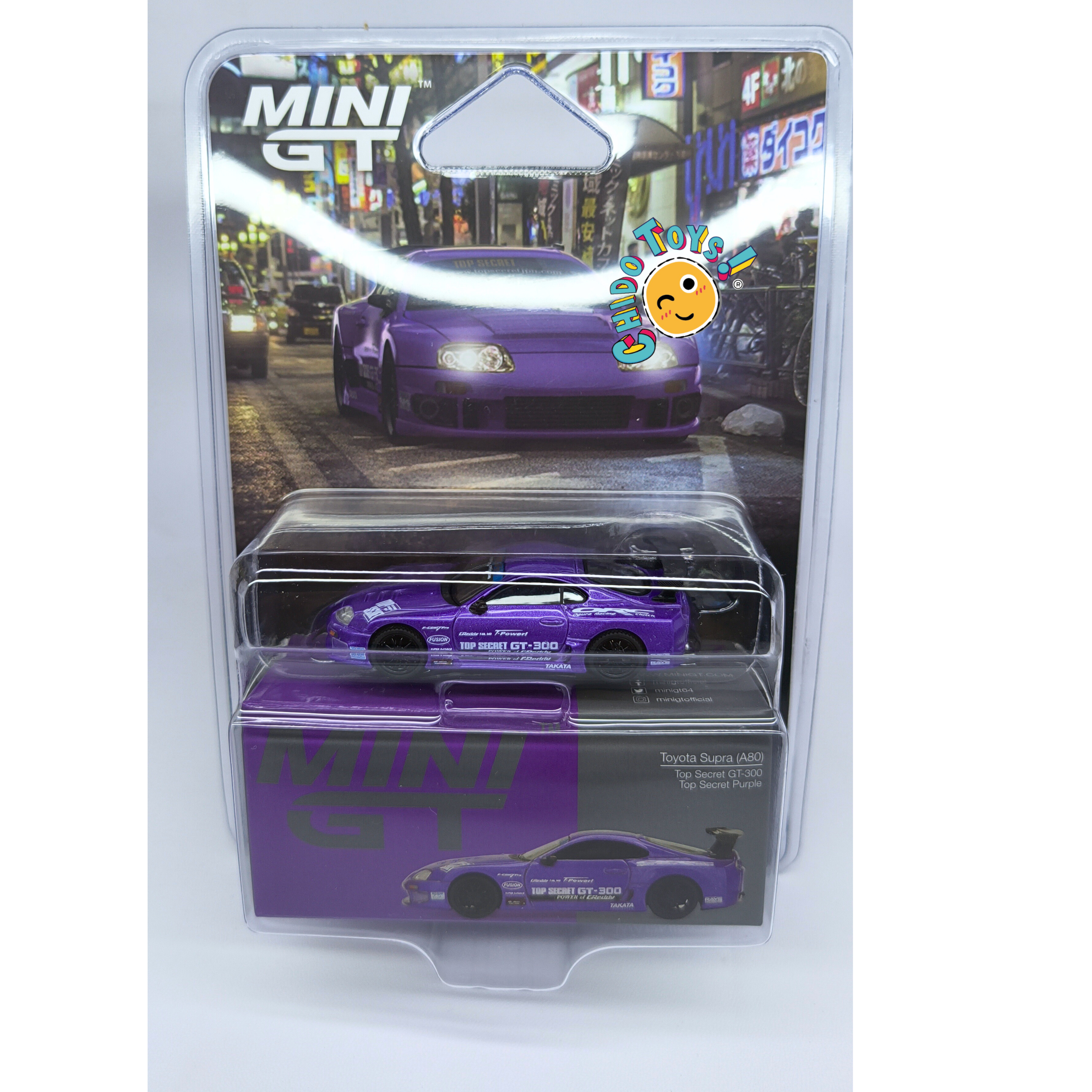 Mini GT Toyota Supra Top Secret 1:64 GT-300 morado