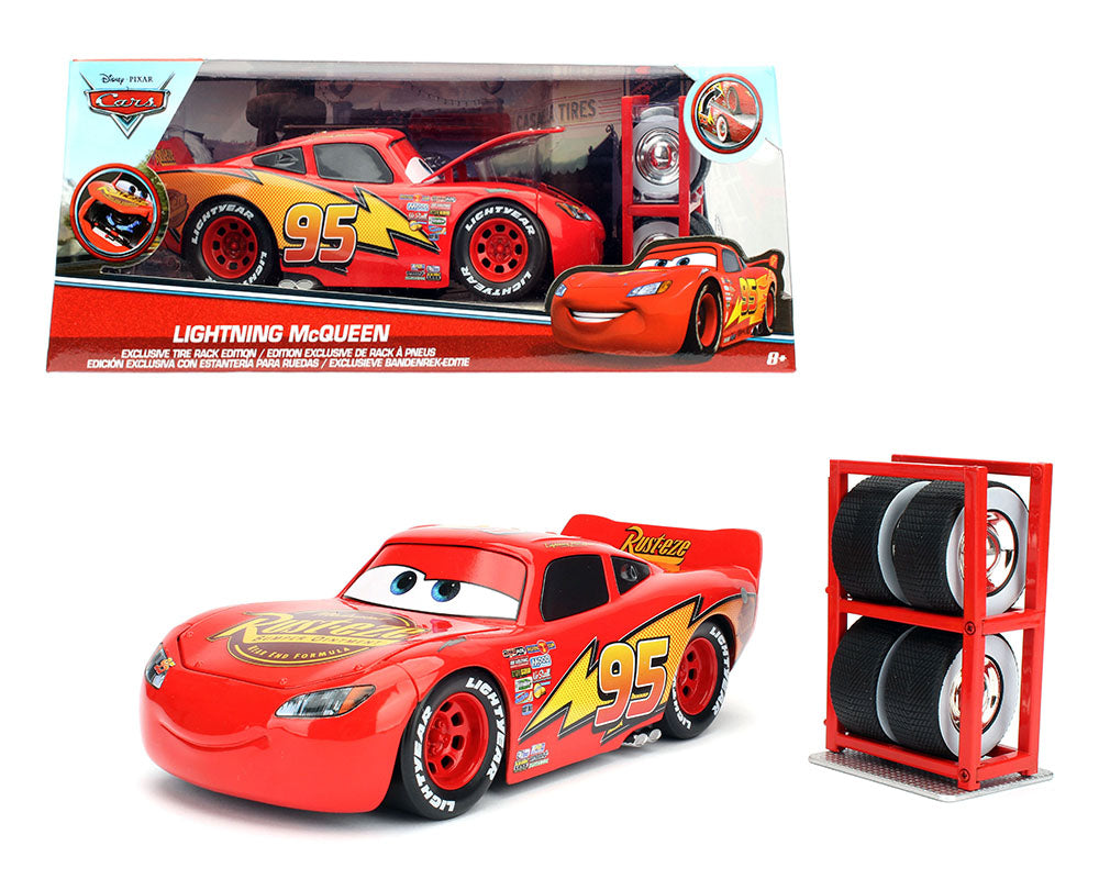 Lightning McQueen Exclusive Tire Rack Edition 1:18 con estantería