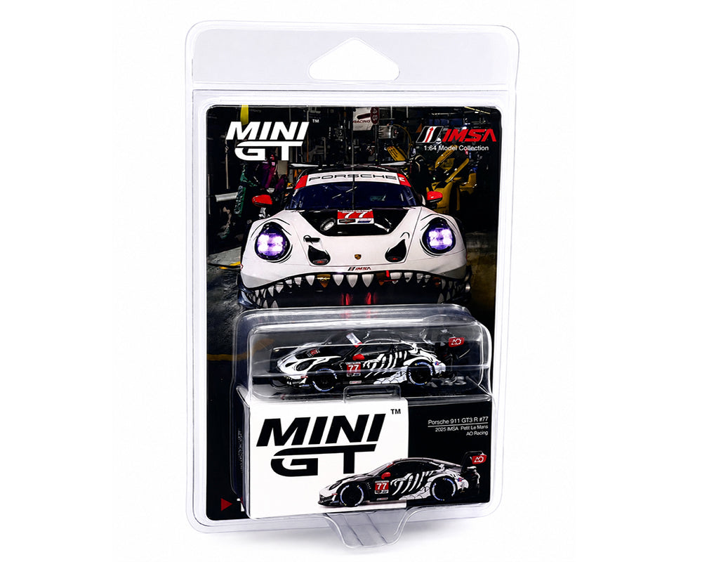 🔥 PREVENTA DISPONIBLE Mini GT Porsche 911 GT3 R #77 AO Racing "Roxy" IMSA 2025