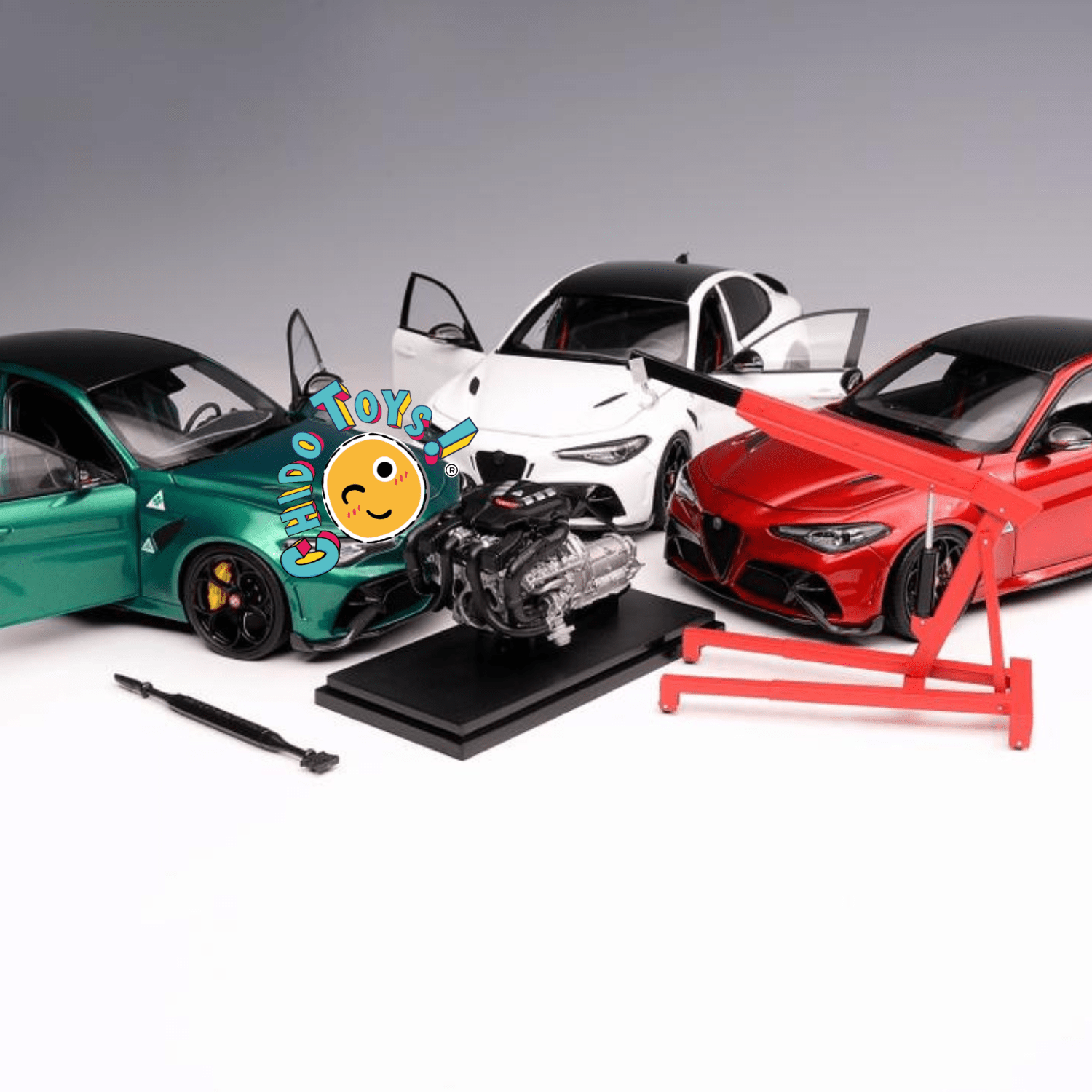 Alfa Romeo Giulia GTA – Motothelix 1:18 (Aperturas Funcionales, Motor Extraíble, Edición Limitada) - Chido Toys
