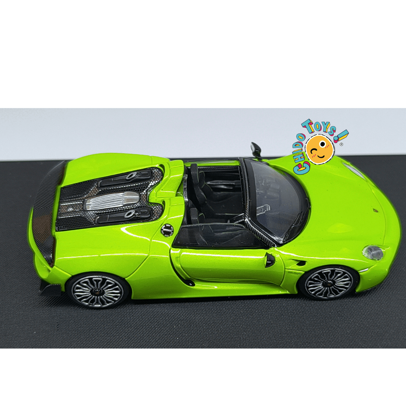 Aurora Model Porsche 918 Spyder 1:64 verde con toldo removible - Chido Toys