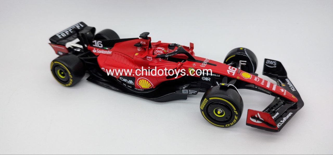 Auto a escala marca Bburago, Modelo F1 #16, SF23 Charles Leclerc - Chido Toys