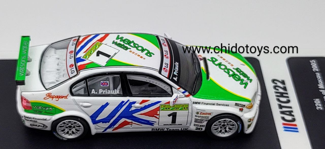 Auto a escala marca CATCH22, modelo 320i Guía de Carrera Macau 2005 - Chido Toys