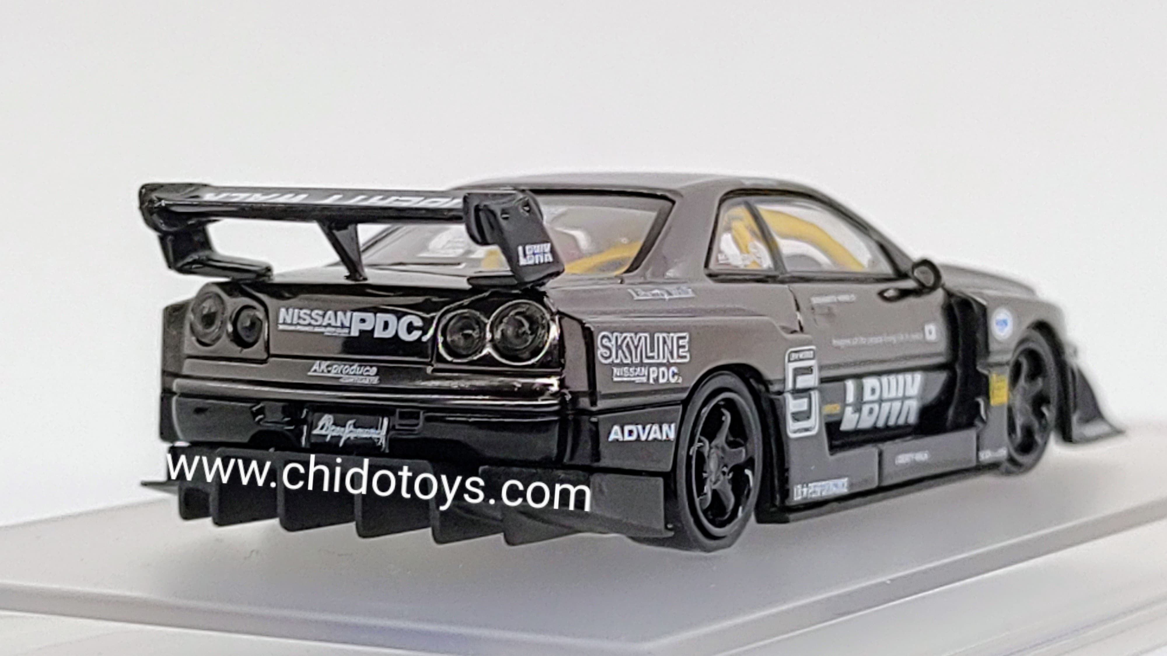 Auto a escala marca CM Model, Modelo LB - ER34 Super Silhouette Nissan Skyline - Chido Toys