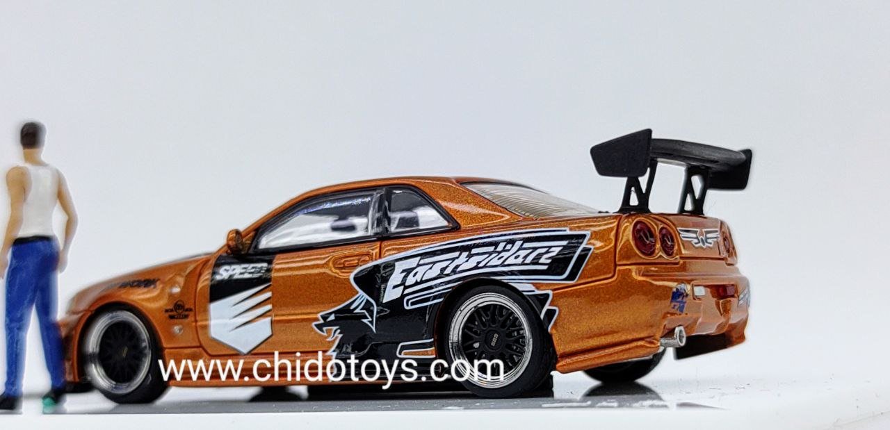 Auto a escala marca Fast & Speed, Modelo GT - R R34 Cobre - Chido Toys