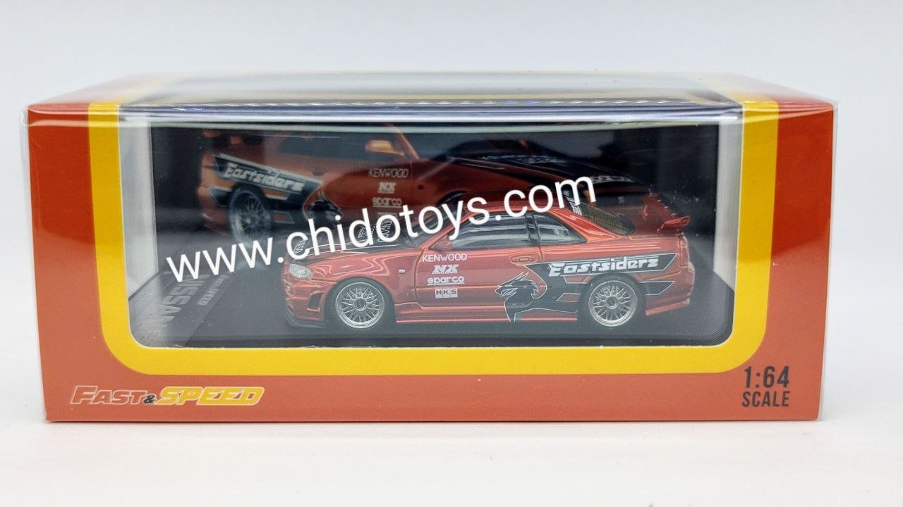 Auto a escala marca Fast & Speed, Modelo GT - R R34 Orange - Chido Toys