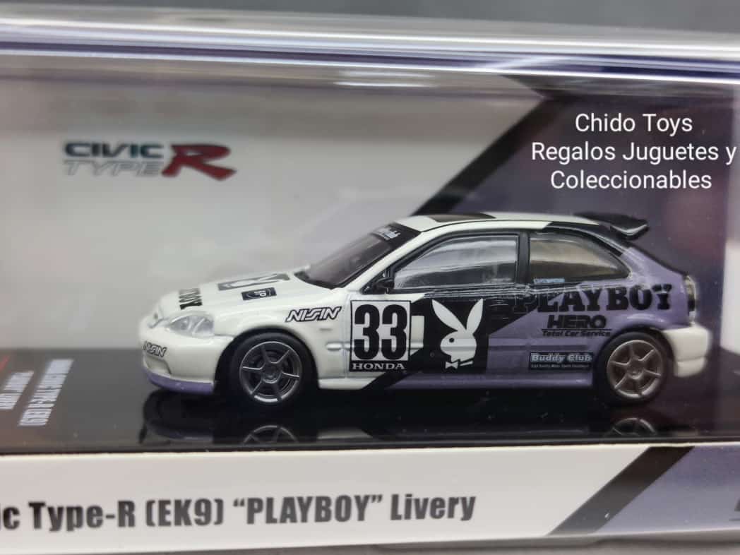 Auto a escala marca Inno64, Honda Civic Type - R (EK9) "Playboy" Livery, edad 14+ - Chido Toys