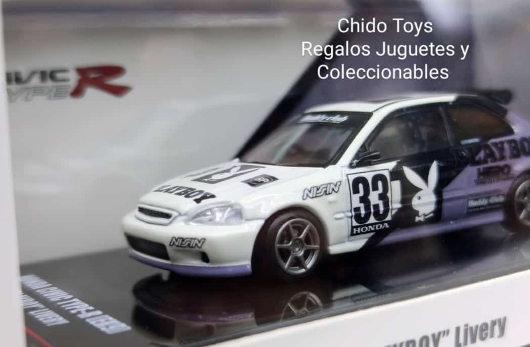 Auto a escala marca Inno64, Honda Civic Type - R (EK9) "Playboy" Livery, edad 14+ - Chido Toys