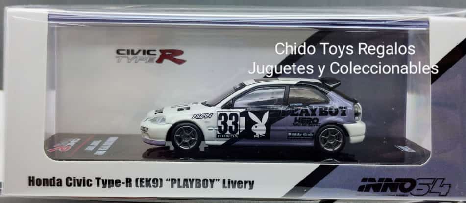 Auto a escala marca Inno64, Honda Civic Type - R (EK9) "Playboy" Livery, edad 14+ - Chido Toys