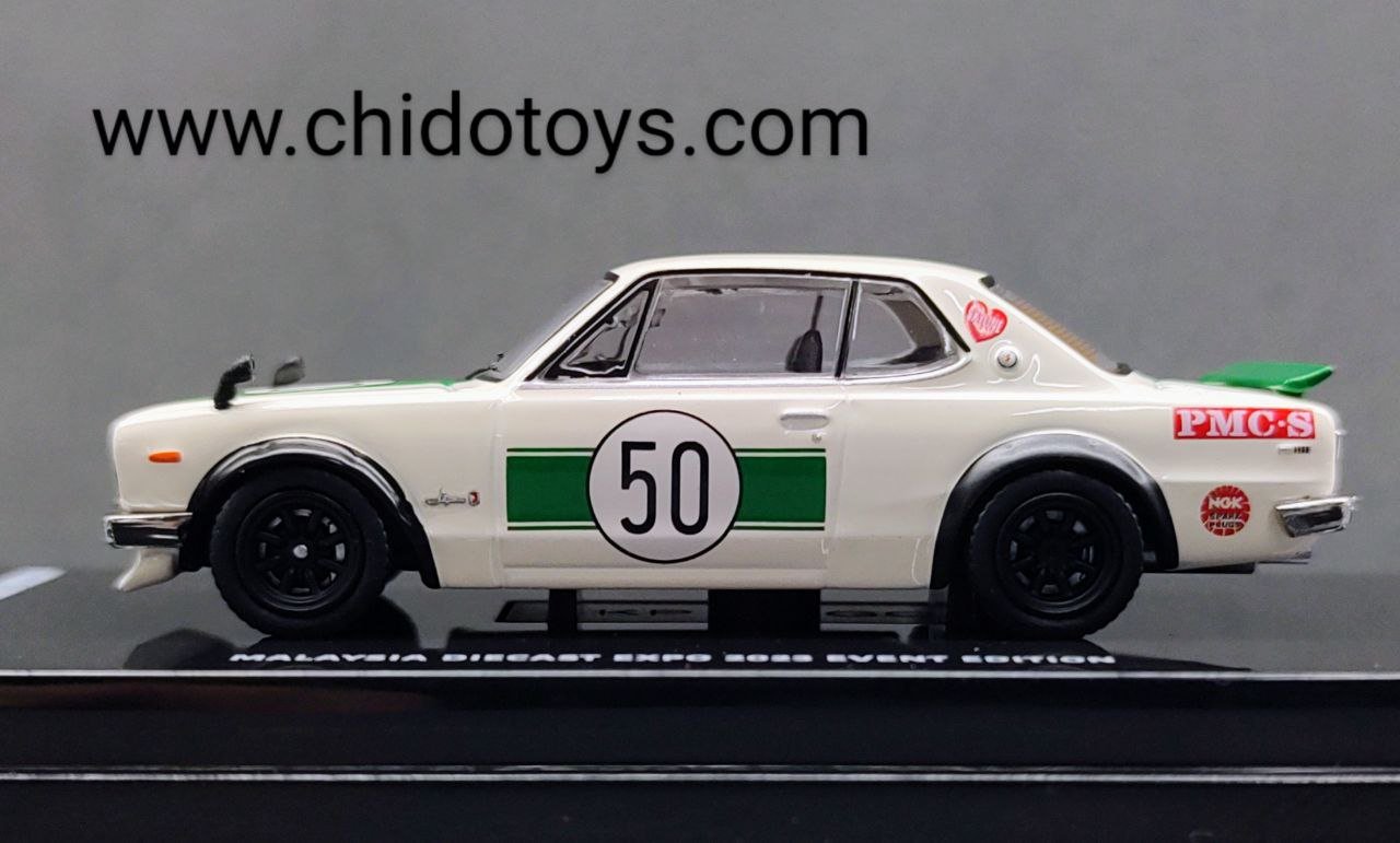 Auto a escala marca Inno64, Modelo Auto a escala marca Inno64, Modelo Skyline 2000 GTR (KPGC10) Exclusivo del Malasia Diecast Expo 2023 - Chido Toys