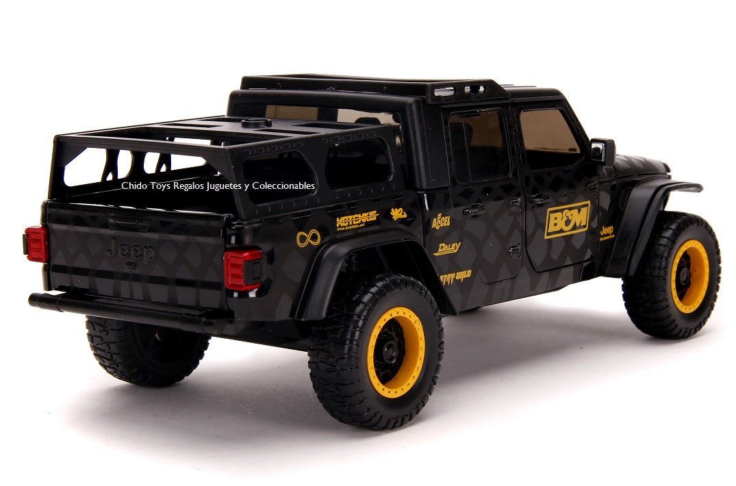 Auto a escala marca Jada, Modelo Jeep Gladiator 2020 - Black - B&M - Chido Toys