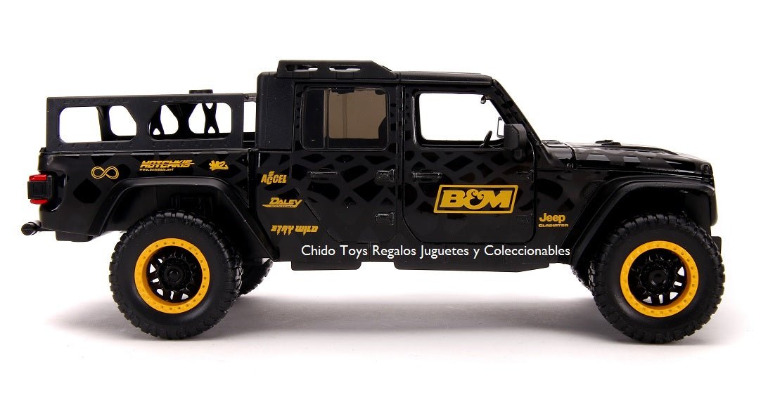Auto a escala marca Jada, Modelo Jeep Gladiator 2020 - Black - B&M - Chido Toys