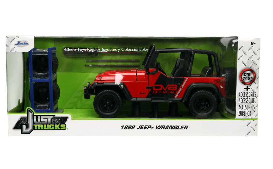 Auto a escala marca Jada, Modelo Jeep WRANGLER 1992 - Chido Toys
