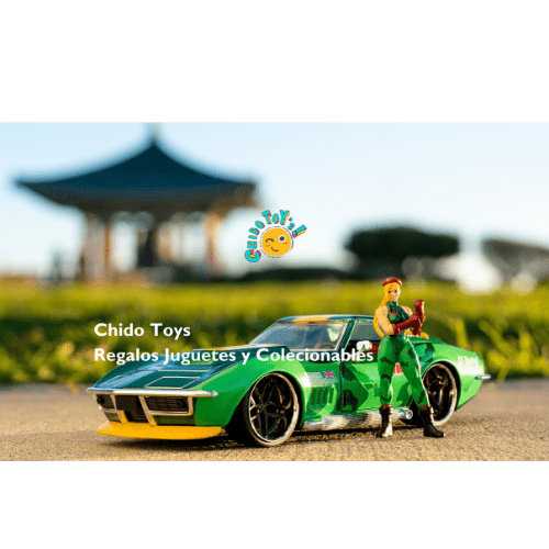 Auto a escala marca Jada, Modelo Street Fighter Cammy & 1969 Chevrolet Corvette Stingray ZL1 - Chido Toys