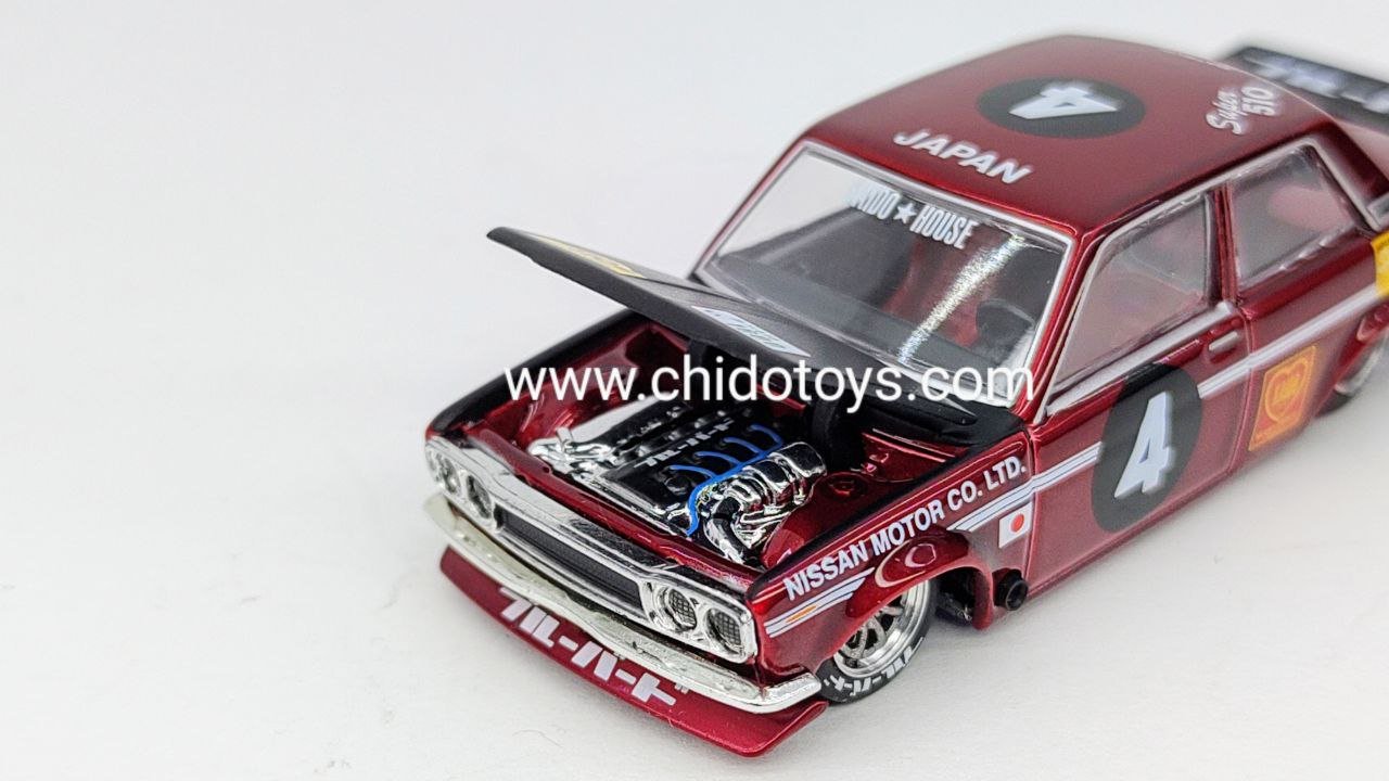 Auto a escala marca Kaido House & Mini GT, Modelo Datsun 510 Pro Street JPN V1 - Chido Toys