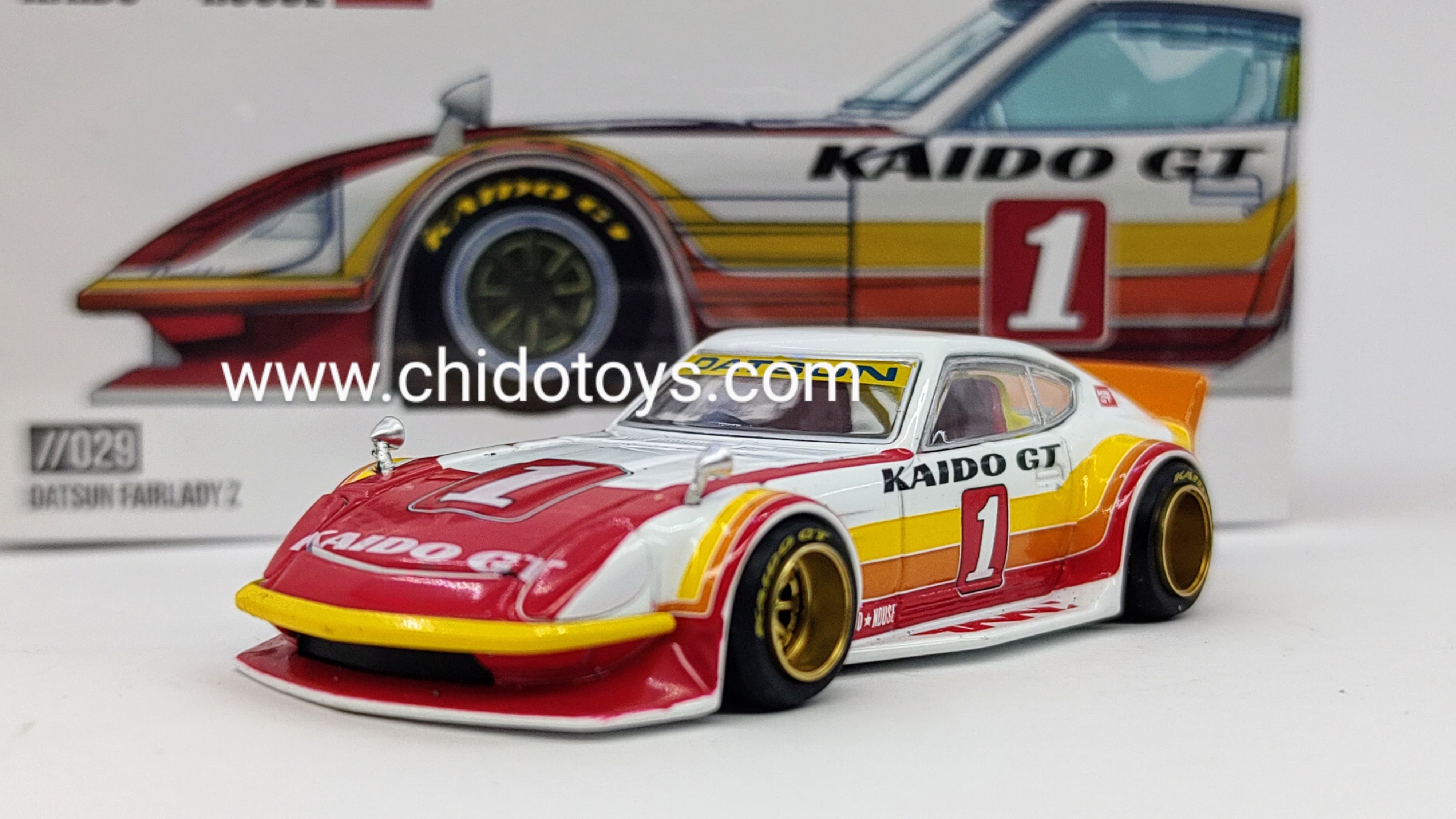 Auto a escala marca Kaido House, Modelo Chase Nissan Fairlady Z GT V1 - Chido Toys