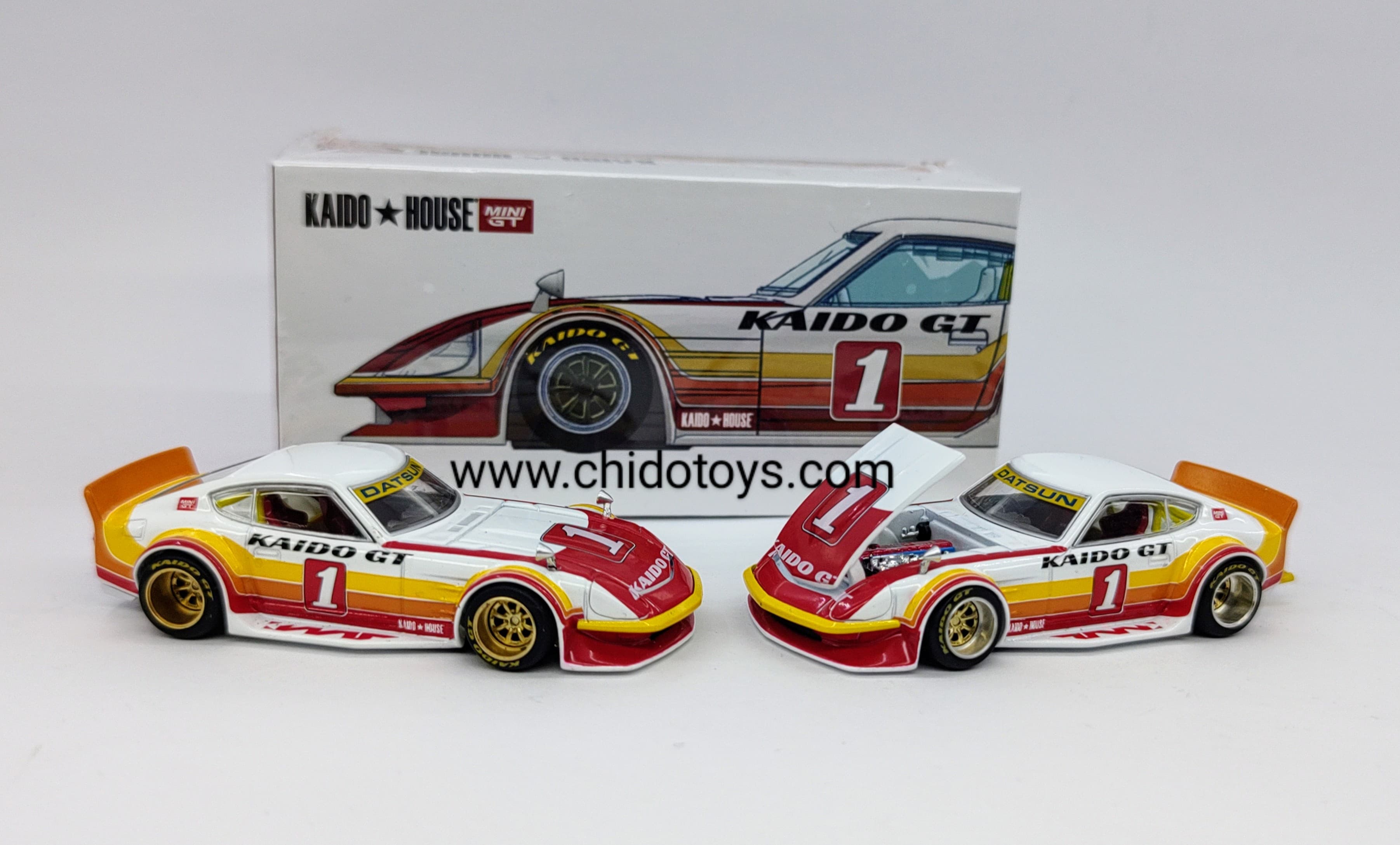 Auto a escala marca Kaido House, Modelo Chase Nissan Fairlady Z GT V1 - Chido Toys