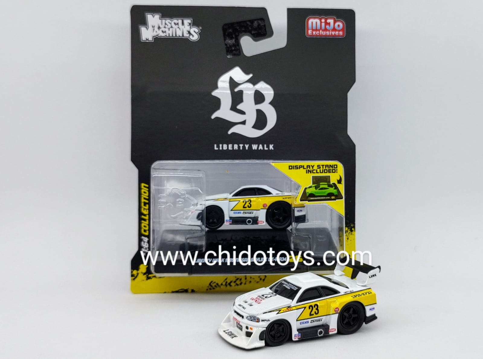 Auto a escala marca Maisto "Muscle Machines", Modelo LBWK Nissan Slyline GT - R R34 - Chido Toys