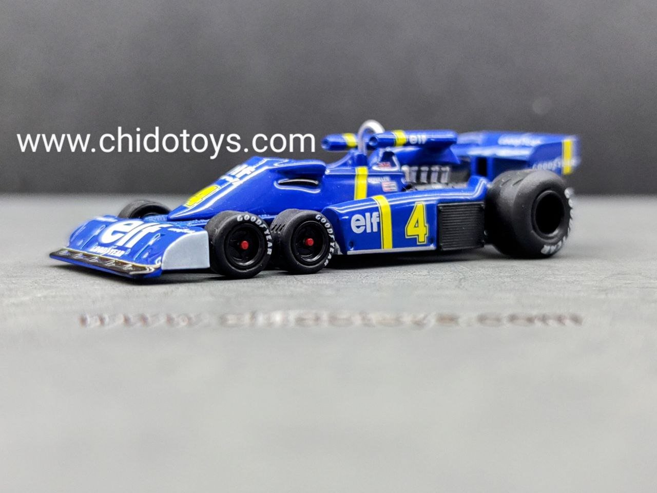 Mini GT Tyrrell P34 #4 Spanish GP 1976 1:64 en blister – librea azul ELF