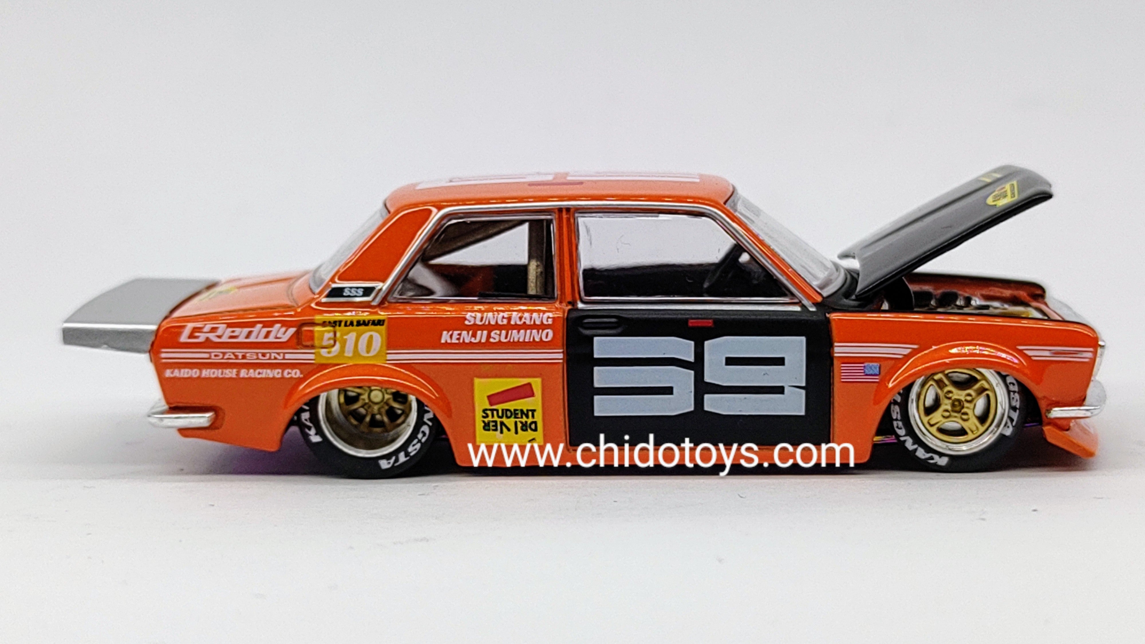 Auto a escala marca Mini Gt Kaido House, edad 14+, Color Naranja - Chido Toys