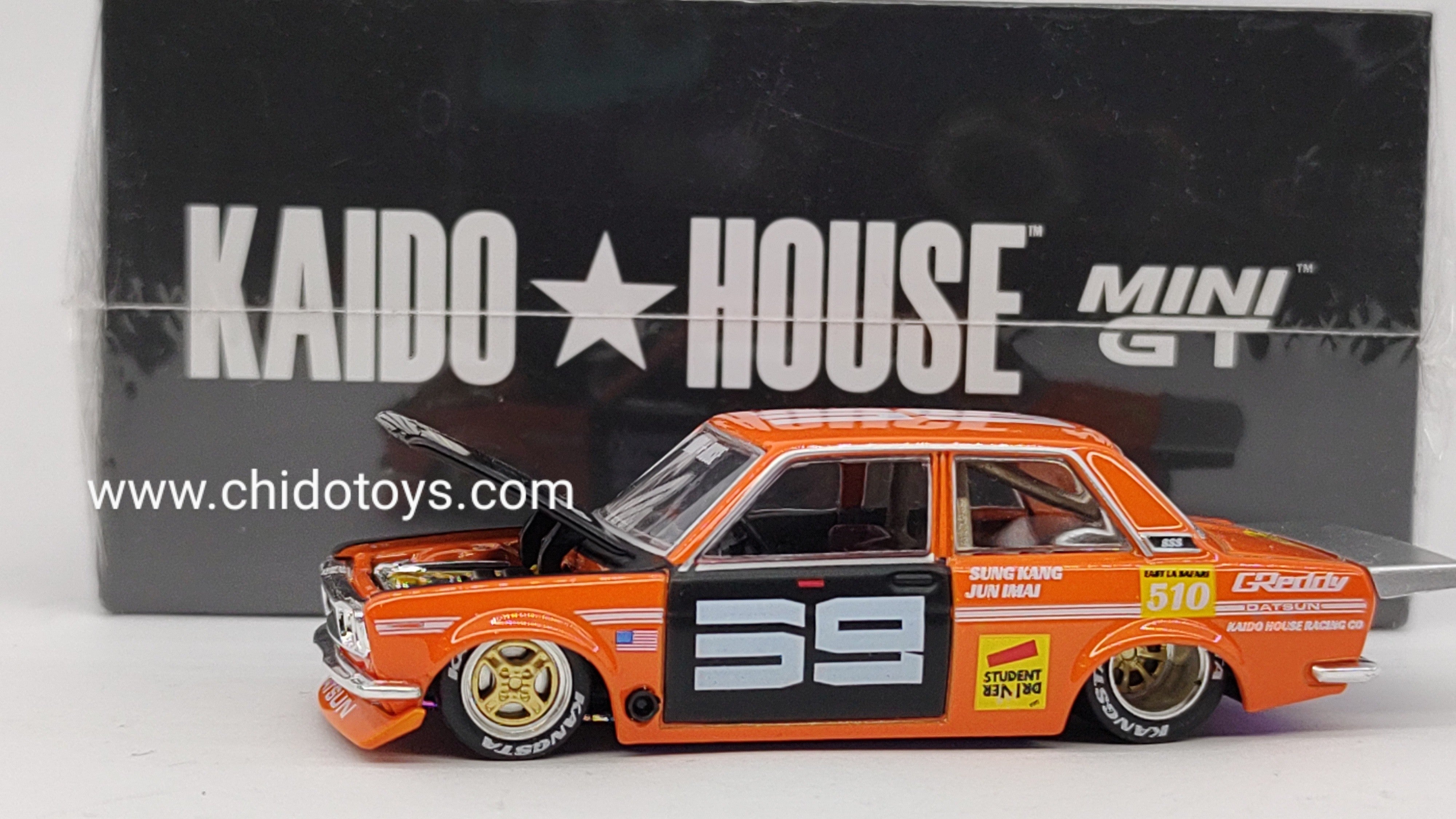 Auto a escala marca Mini Gt Kaido House, edad 14+, Color Naranja - Chido Toys