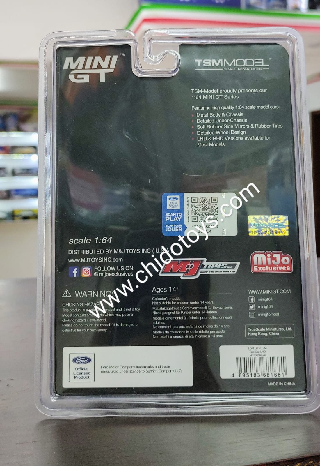 Auto a escala marca Mini GT, Modelo Ford GT GTLM TEST CAR - Chido Toys