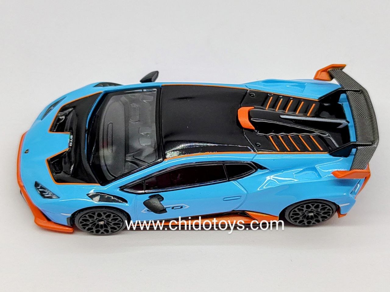 Auto a escala Marca Mini GT, Modelo Lamborghini Huracán STO Blu Laufey - Chido Toys