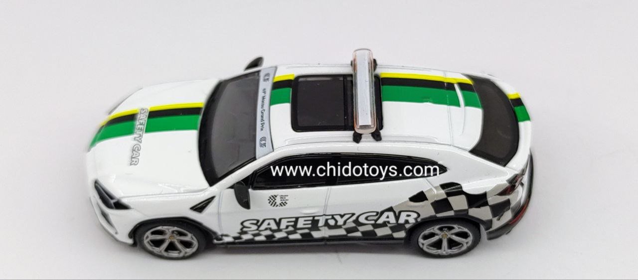 Auto a escala marca Mini GT, Modelo Lamborghini Urus 2022 Macau GP Official Safety Car - Chido Toys