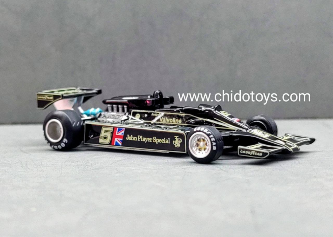 Auto a escala marca Mini GT, Modelo Lotus 78 #5, Gran Premio 1977 - Chido Toys