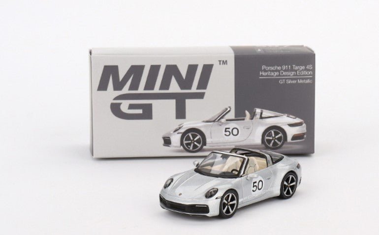 Miniature Porsche 911 Targa 4S Heritage Edition - Échelle 1:64 - Argent - Mini GT - Neuf