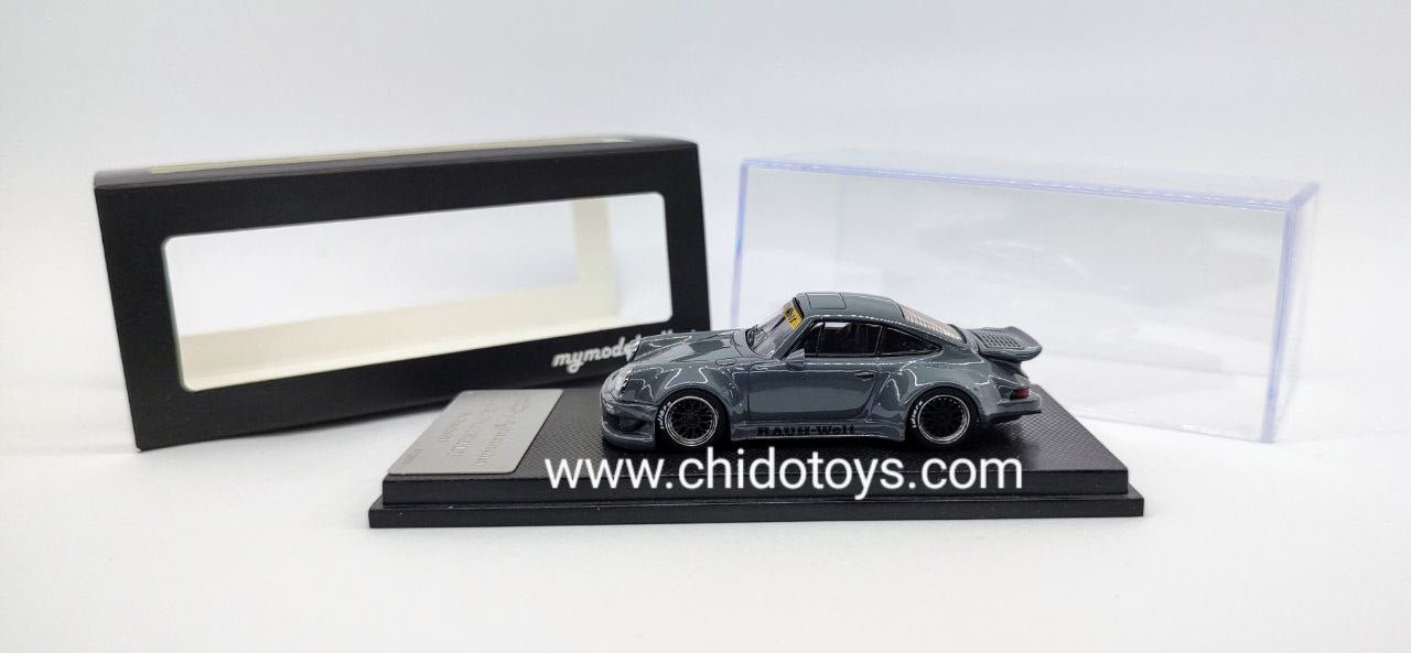 Auto a escala marca MyModelColellect, Modelo RWB 930 Gris Cemento - Chido Toys
