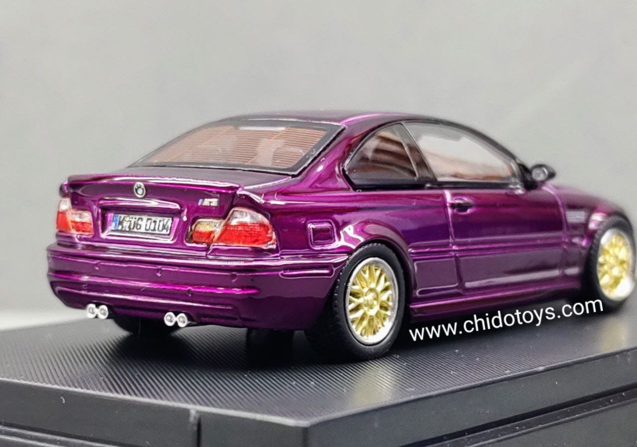 Auto a escala marca Stance Hunters, modelo E46 BMW M3 Red Gold BBS - Chido Toys