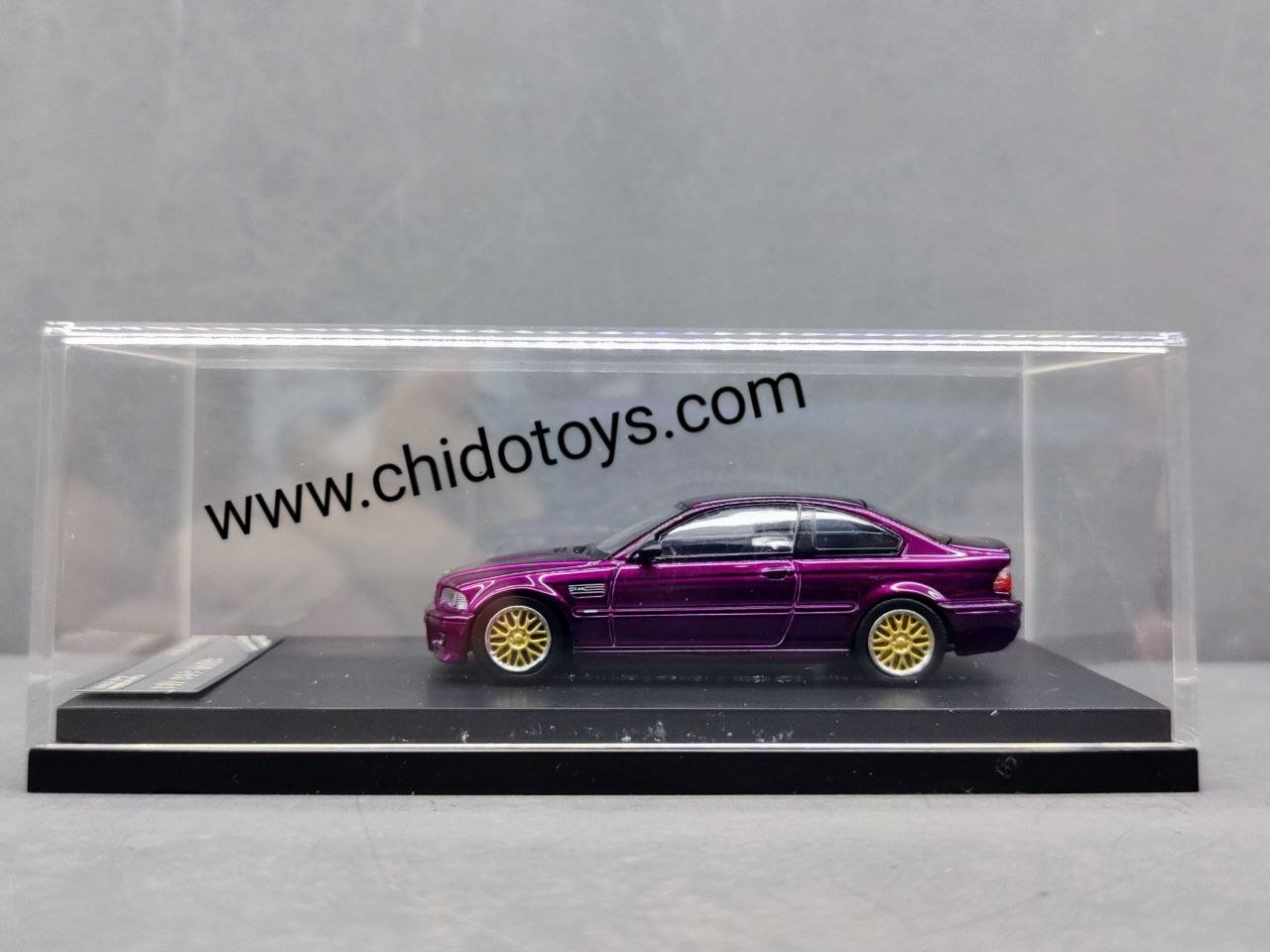 Auto a escala marca Stance Hunters, modelo E46 BMW M3 Red Gold BBS - Chido Toys