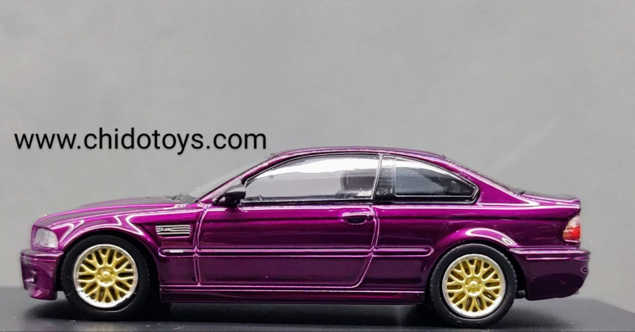Auto a escala marca Stance Hunters, modelo E46 BMW M3 Red Gold BBS - Chido Toys