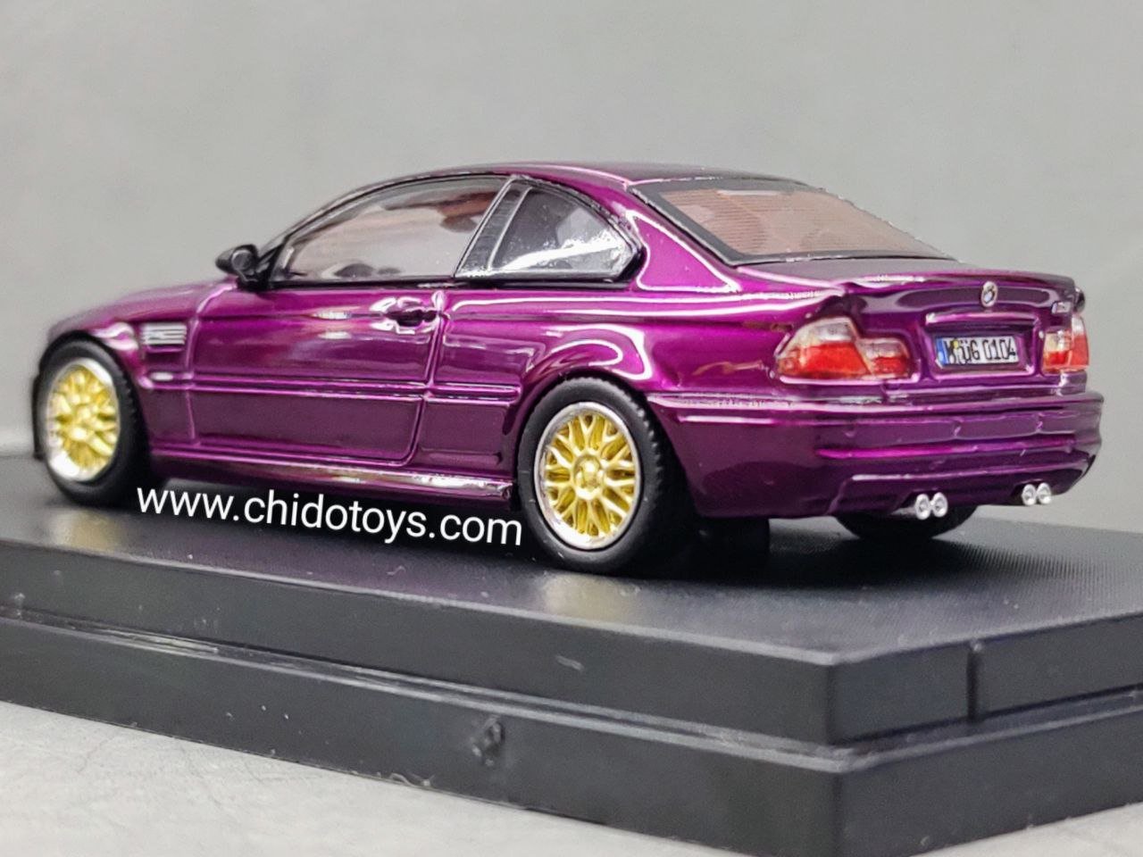 Auto a escala marca Stance Hunters, modelo E46 BMW M3 Red Gold BBS - Chido Toys