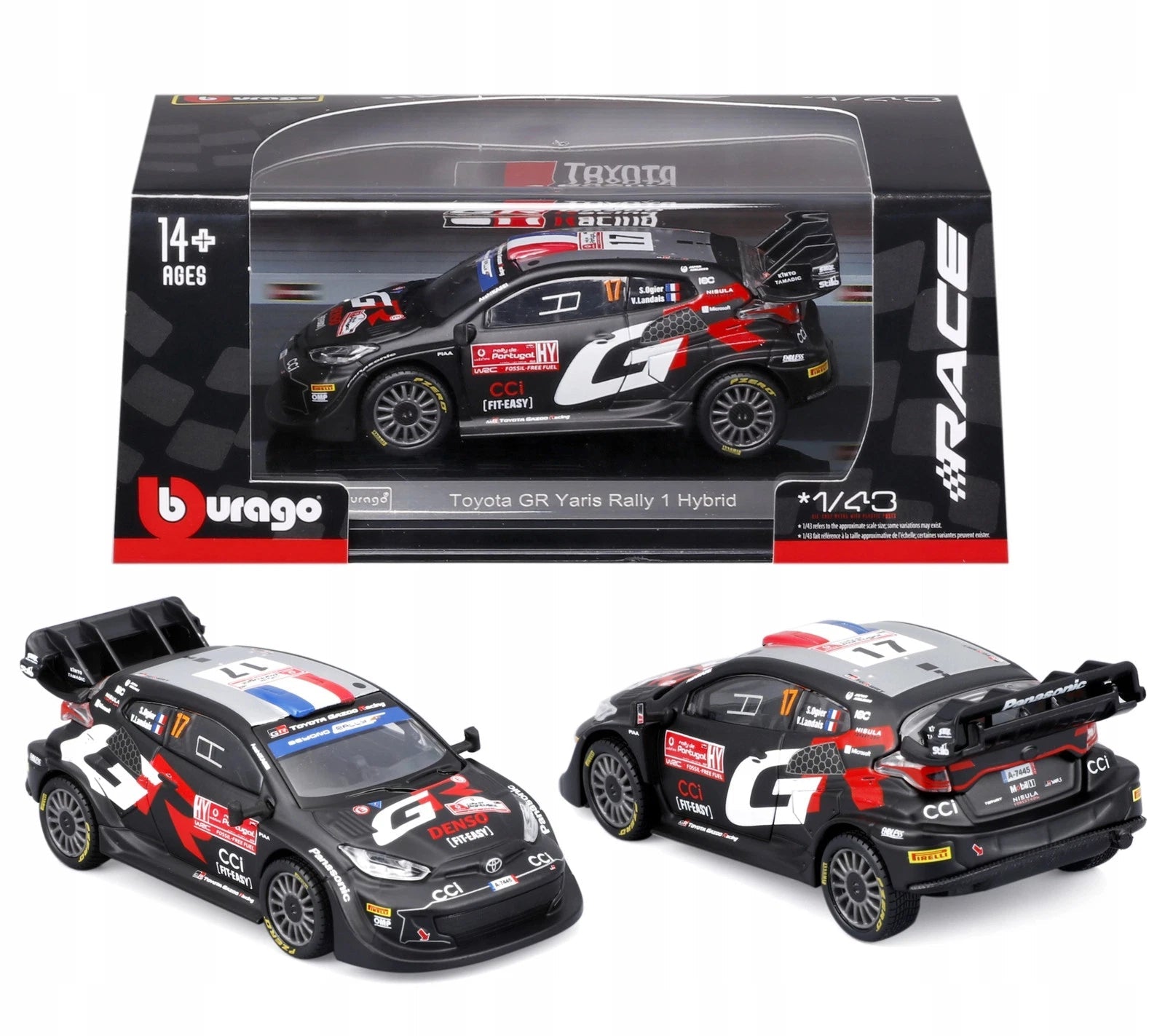 Bburago Toyota GR Yaris Rally 1 Hybrid 1:43 WRC negro - Chido Toys