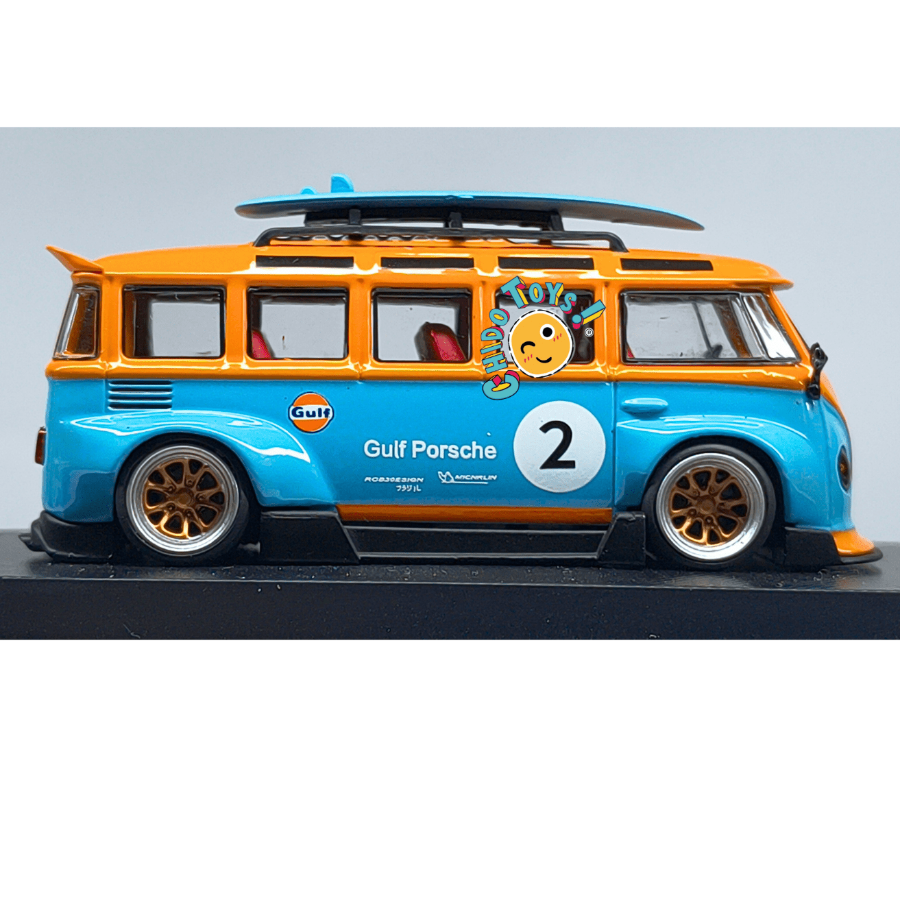 Briscale Micro VW Bus Kombi Gulf Porsche 1:64 capelo acrílico - Chido Toys
