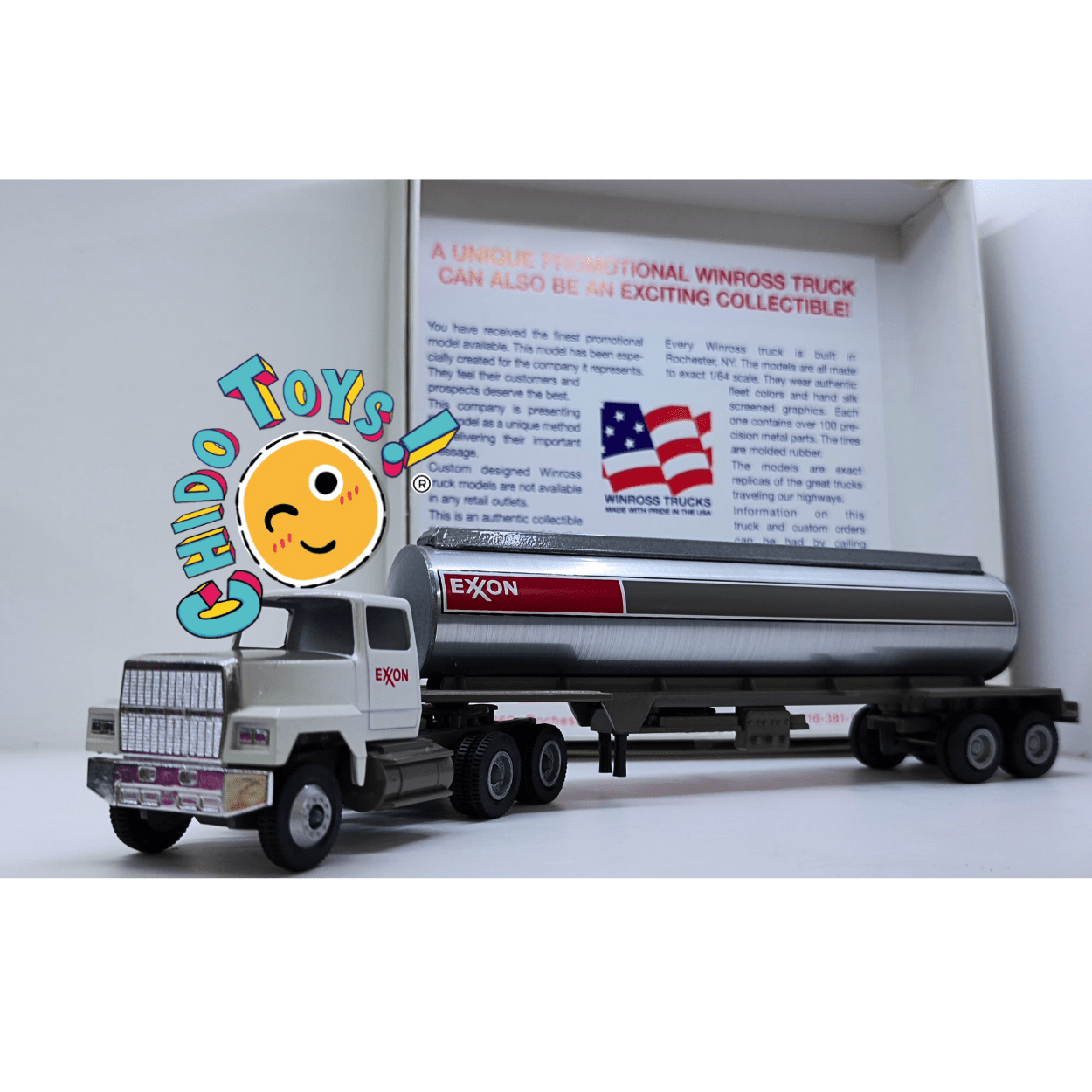 Camión Winross EXXON Pipa a Escala 1:64 – Edición Promocional Vintage USA - Chido Toys