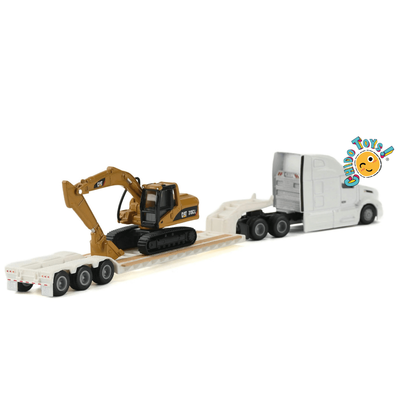 CAT Lowboy con Excavadora 315CL 1:87 metal con maquinaria - Chido Toys