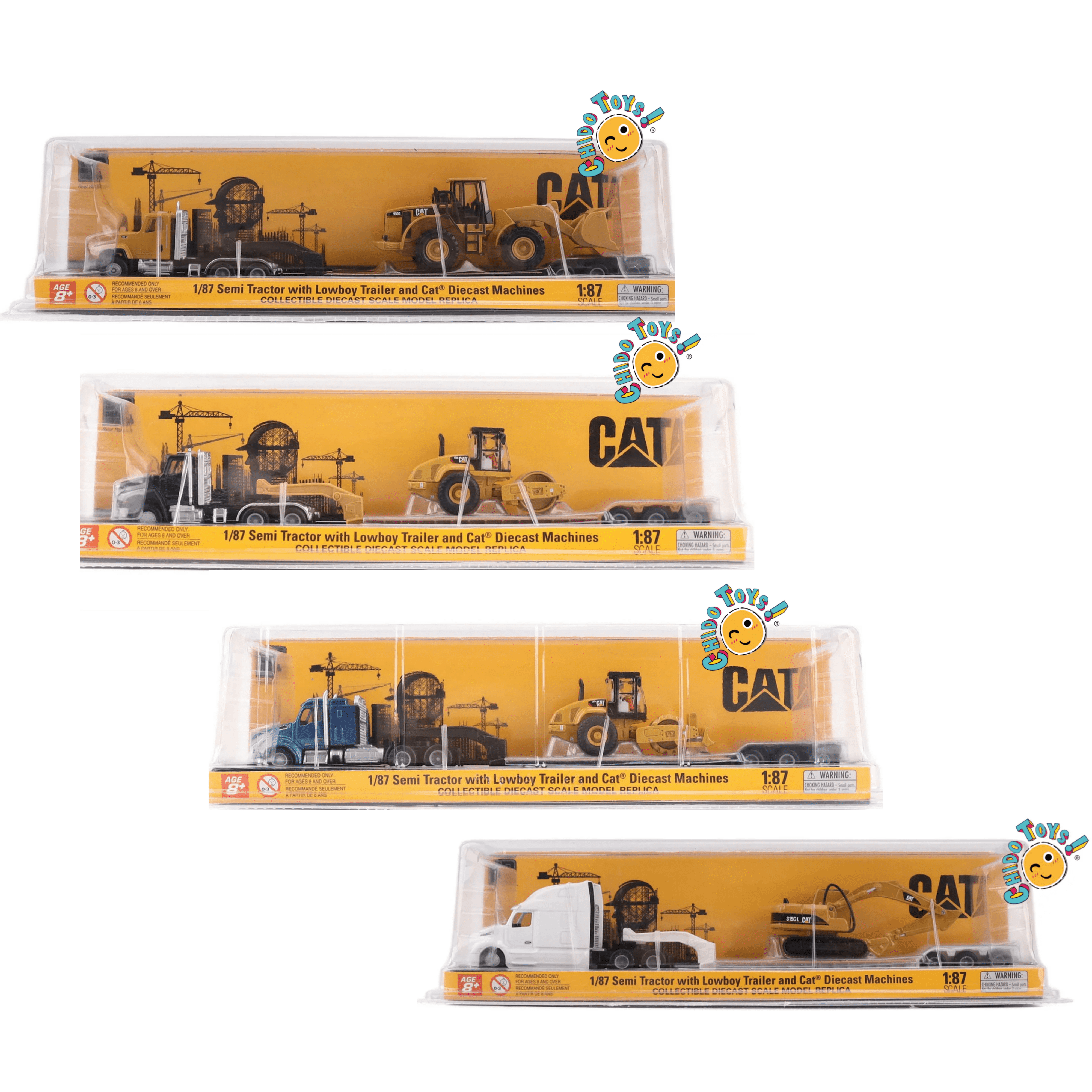 CAT serie completa tractocamión y maquinaria 1:87 metal - Chido Toys