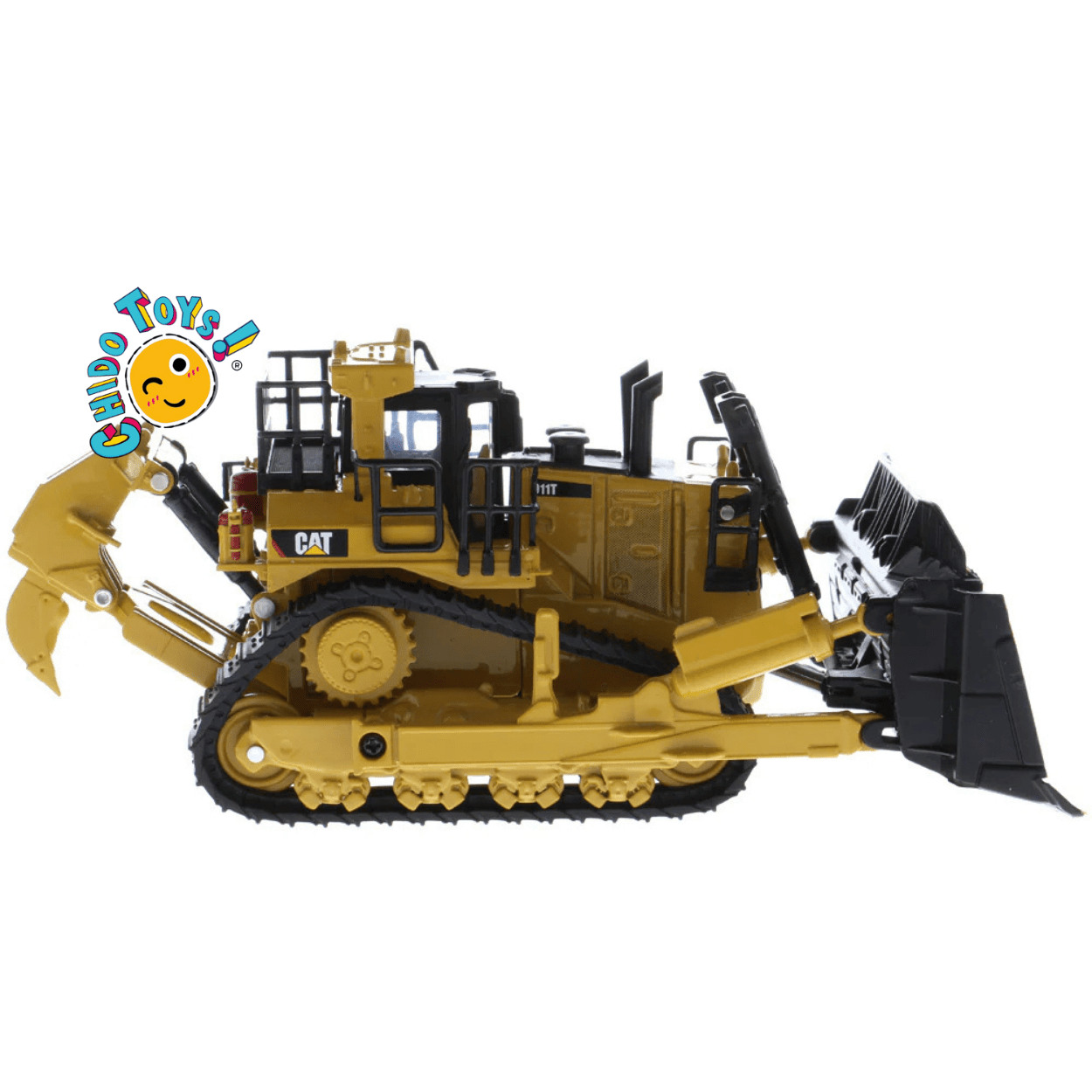 Caterpillar D11T Oficial a Escala 1:64 | Bulldozer de Metal con Accesorios Intercambiables - Chido Toys