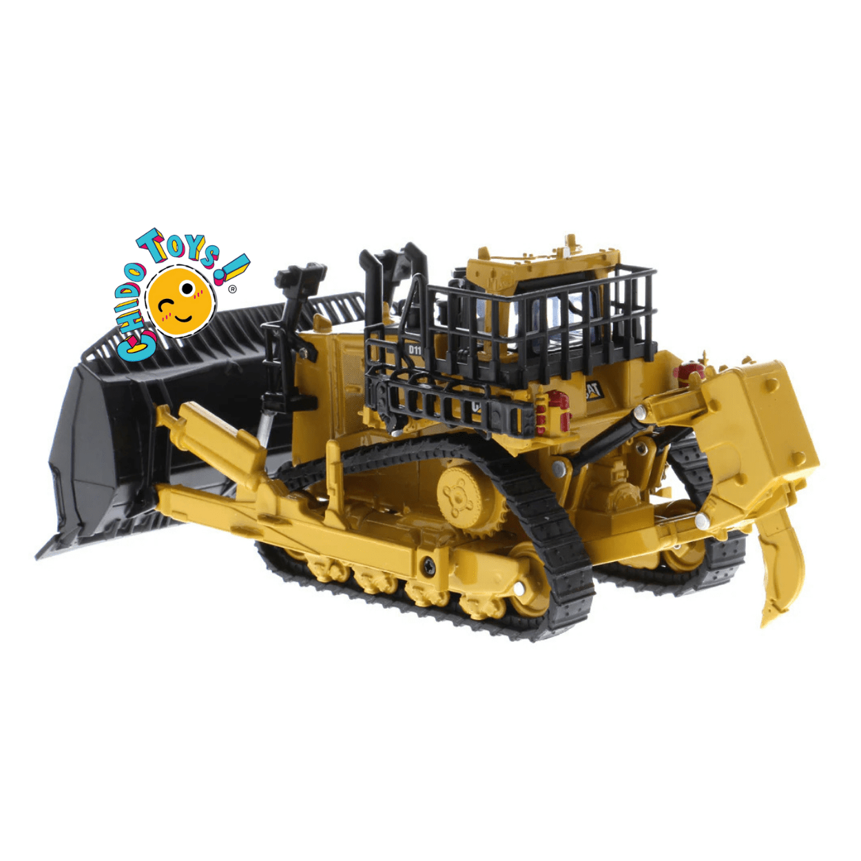 Caterpillar D11T Oficial a Escala 1:64 | Bulldozer de Metal con Accesorios Intercambiables - Chido Toys