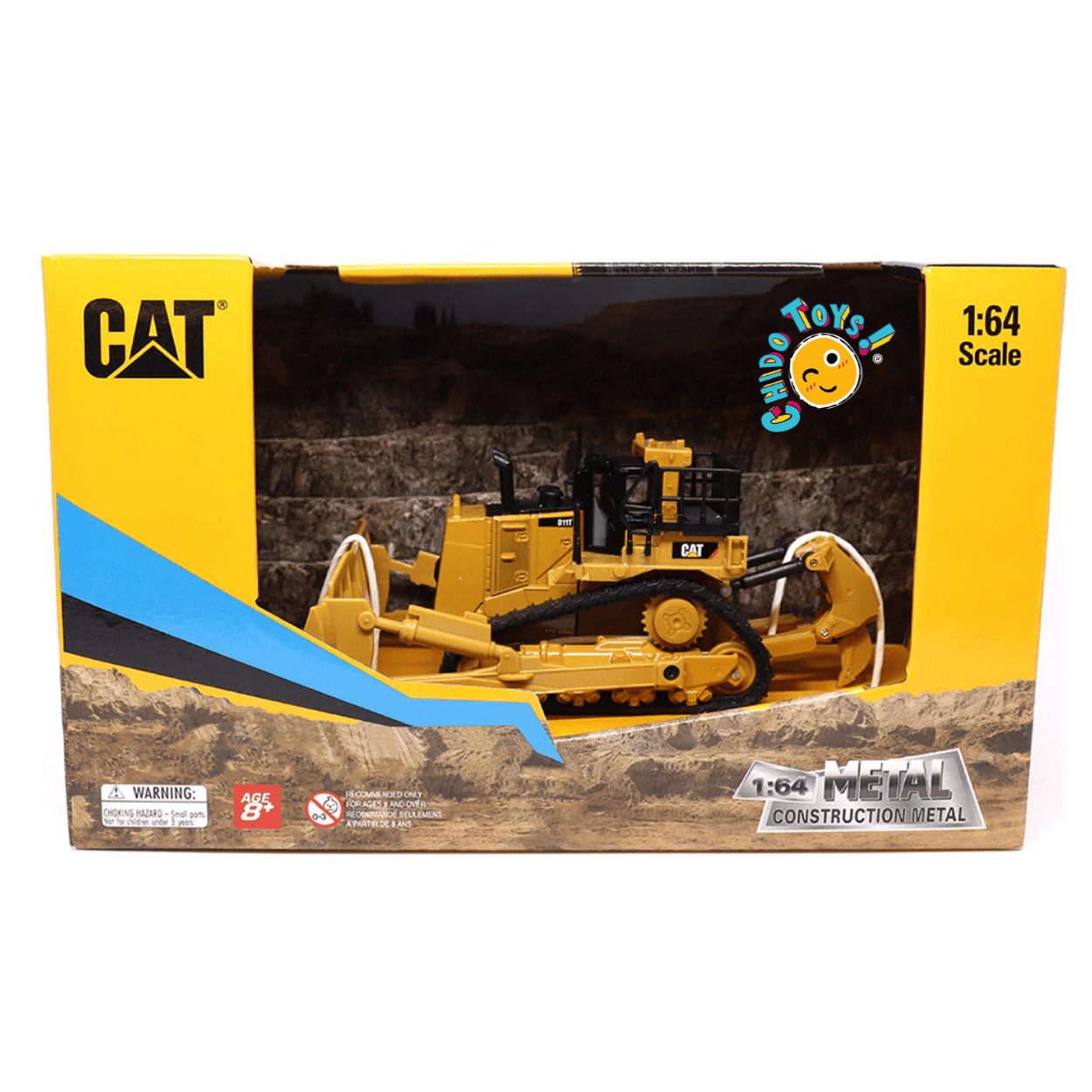 Caterpillar D11T Oficial a Escala 1:64 | Bulldozer de Metal con Orugas de Goma - Chido Toys