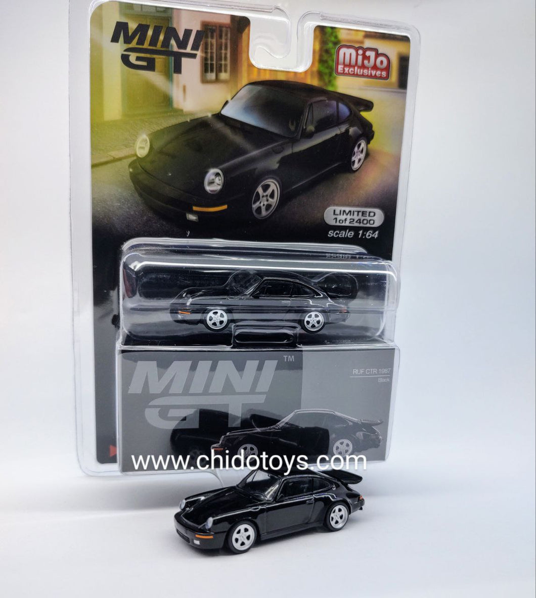 Auto a escala marca Mini GT, Modelo RUF CTR 1987 Black