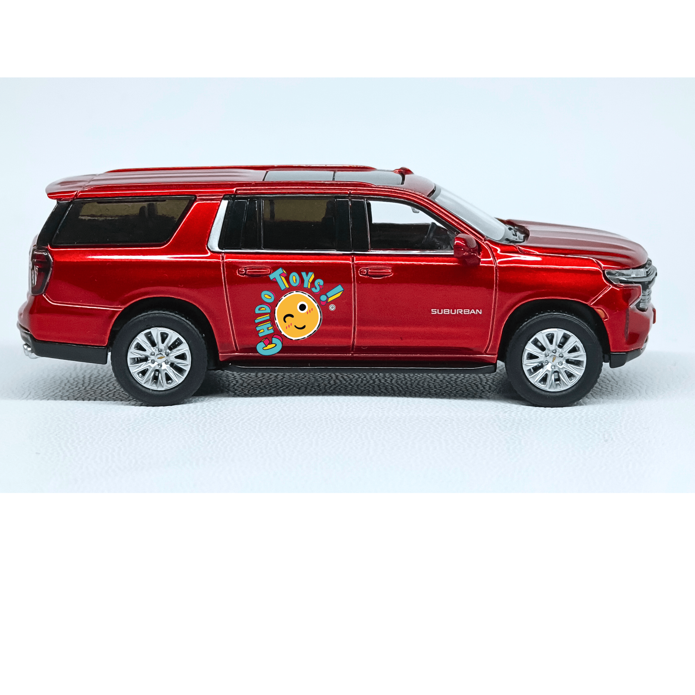 Chevrolet Suburban escala 1:64 rojo metálico diecast detallado - Chido Toys
