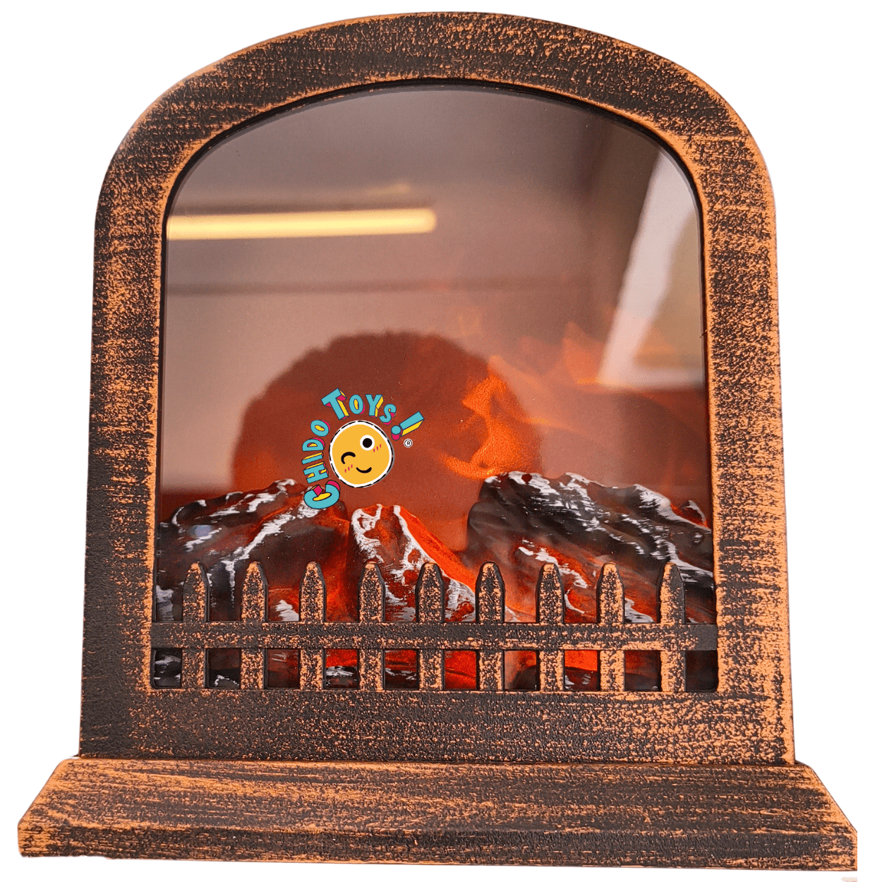 Chimenea decorativa LED 16 cm (marco color cobre) – USB - Chido Toys