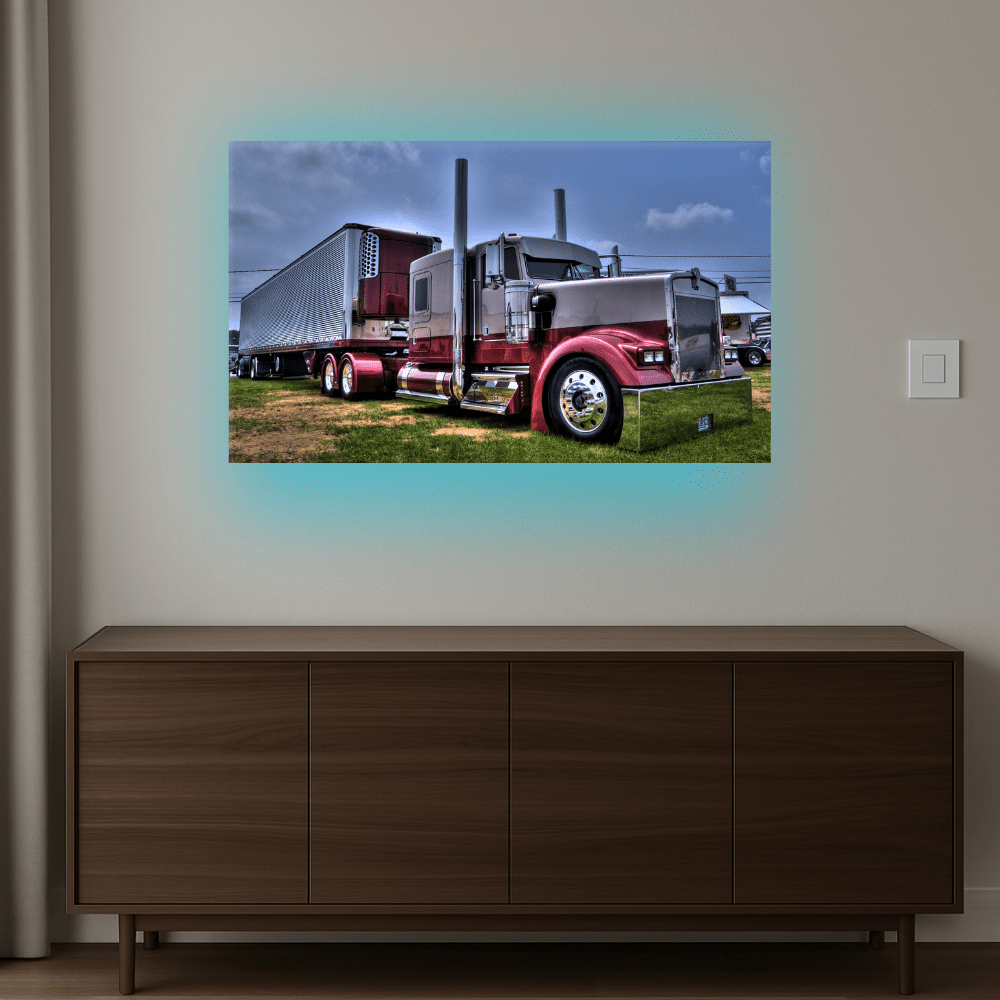 Cuadro Decorativo Camión Peterbilt Clásico en Aluminio con Luz LED - Chido Toys