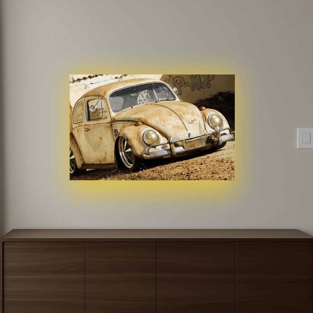 Cuadro Volkswagen Beetle Rat Look en Aluminio con Luz LED - Chido Toys