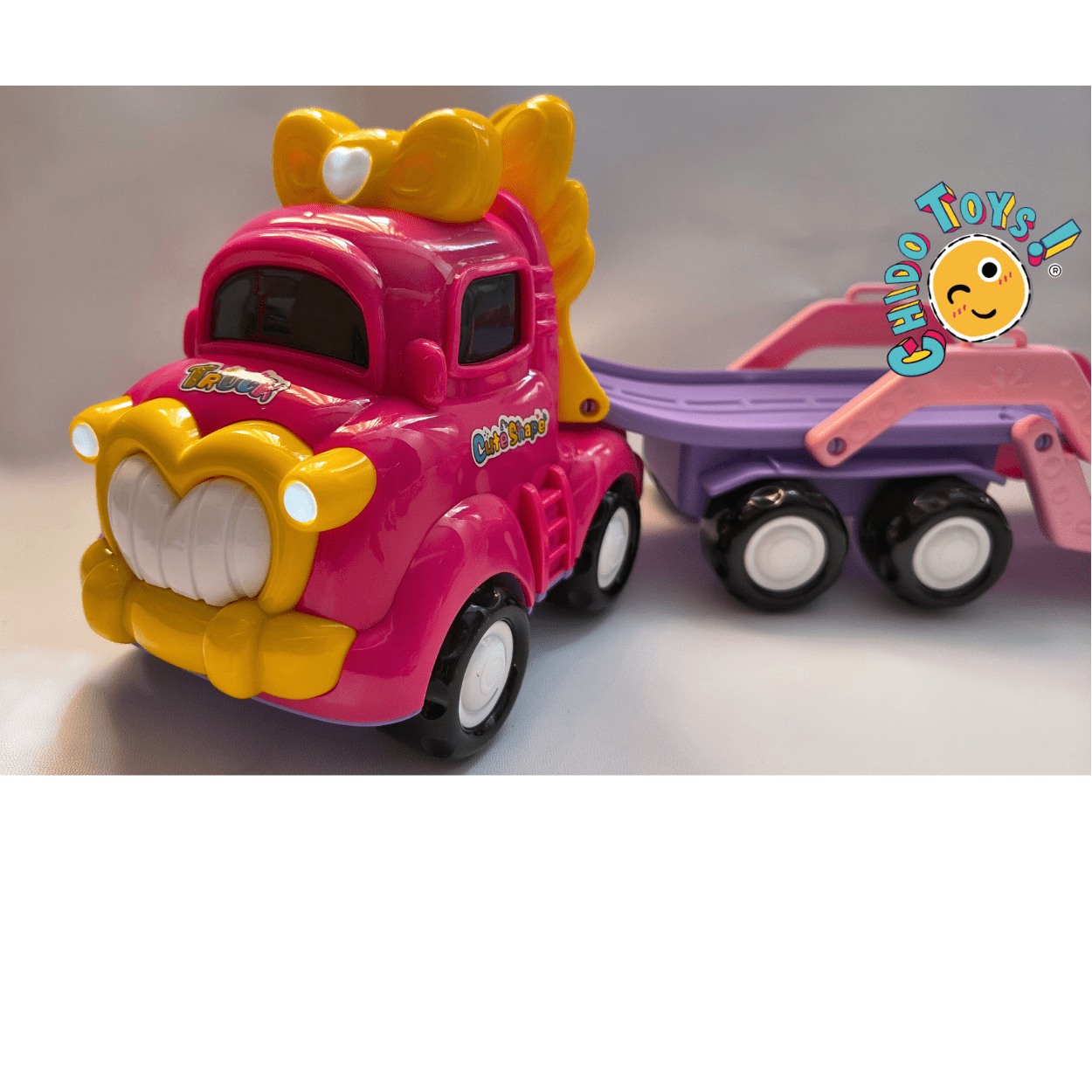 Cute Shape Toy, Truck Toy camión nodriza de 33 cm rosa con luces - Chido Toys