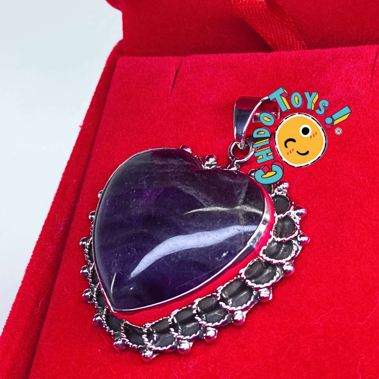 Dije de Corazón con Fluorita Natural en Plata .925 | Hecho en México - Chido Toys